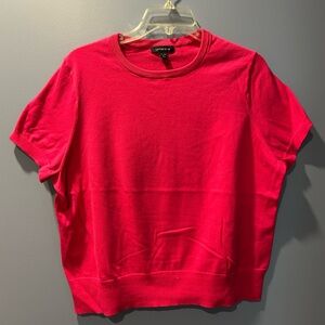 Lands End cotton fuschia short-sleeve sweater